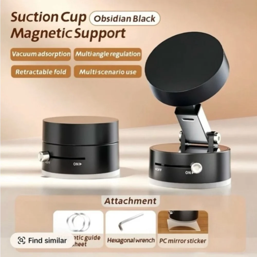 360° Magnetic Car Phone Holder Electric Vacuum Suction Cup Mount - Black
